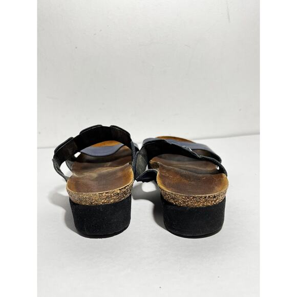 Naot EUC Blue Leather 2 Strap Jewel Accent Slip On Sandal Shoe 38 EU 7 US - Picture 3 of 6